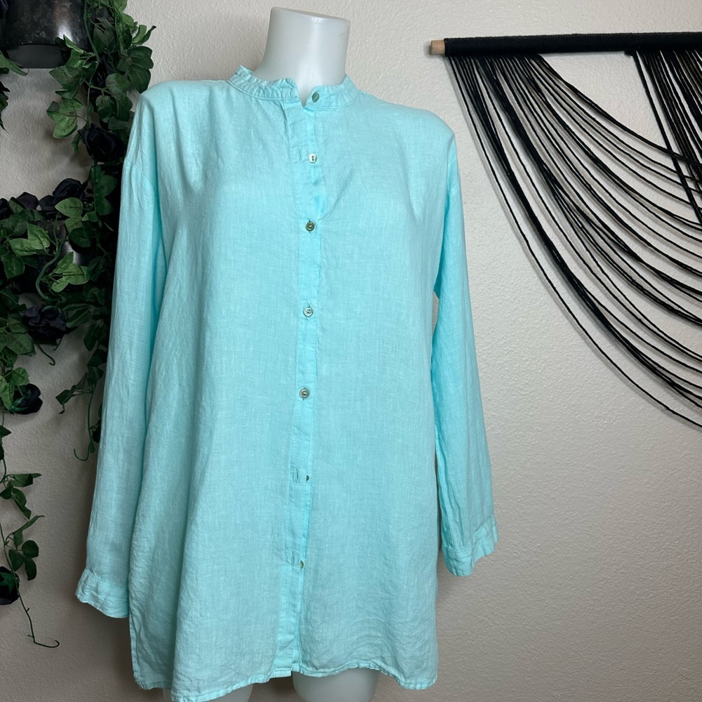 Eileen Fisher Turquoise Button-Down Shirt